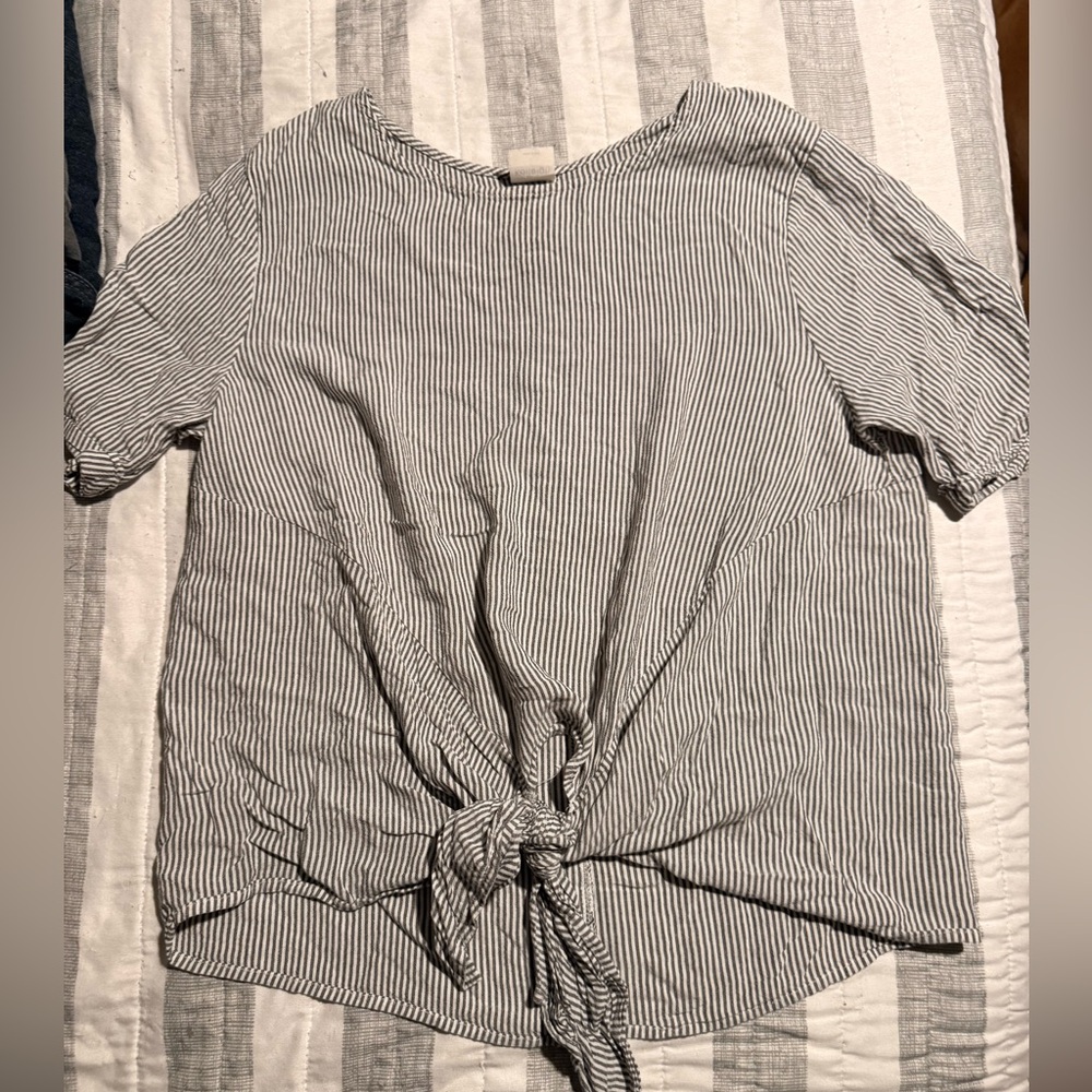 Kaileigh Black and White Striped Blouse